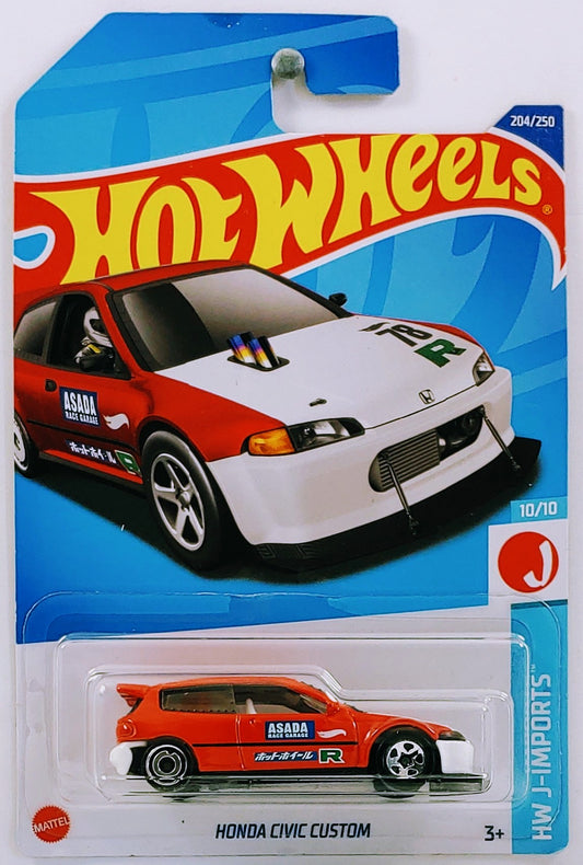 Hot Wheels 2022 - Collector # 204/250 - HW J-Imports 10/10 - Honda Civic Custom - Red - IC