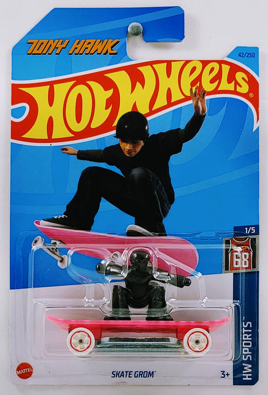 Hot Wheels 2023 - Collector # 042/250 - HW Sports 1/5 - Skate Grom - Pink / Tony Hawk - IC