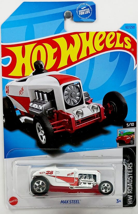 Hot Wheels 2023 - Collector # 062/250 - HW Roadsters 5/10 - Max Steel - White / SoCal - USA