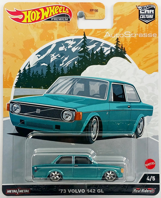 Hot Wheels 2022 - Premium / Car Culture / Auto Strasse 4/5 - '73 Volvo 142 GL - Turquoise - Metal/Metal & Real Riders