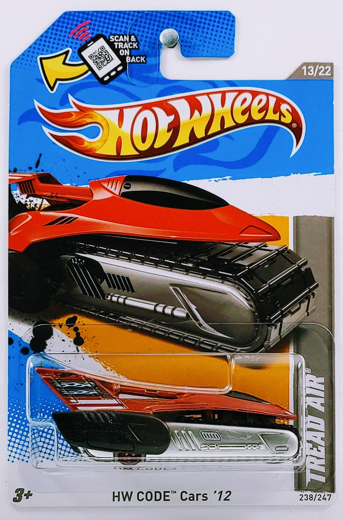 Hot Wheels 2012 - Collector # 238/247 - HW Code Cars 13/22 - Tread Air - Red - USA