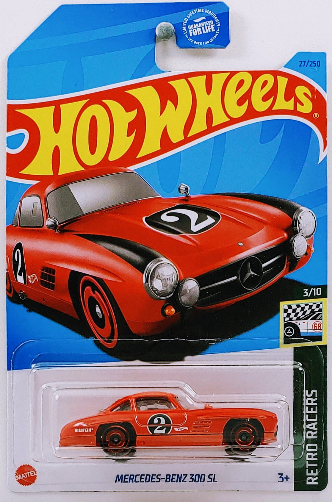 Hot Wheels 2023 - Collector # 027/250 - Retro Racers 3/10 - Mercedes-Benz 300 SL - Red / #2 - USA