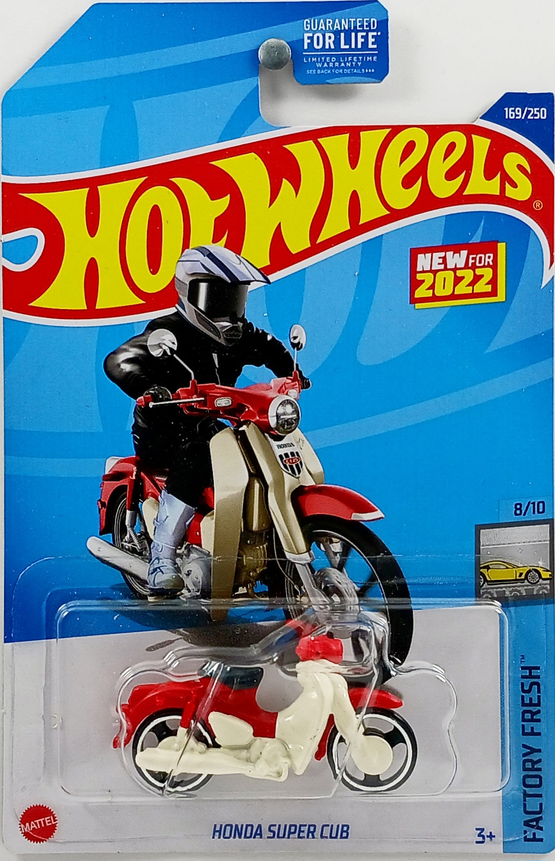 Hot Wheels 2022 - Collector # 169/250 - Factory Fresh 8/10 - New Models - Honda Super Cub - Red & White - USA