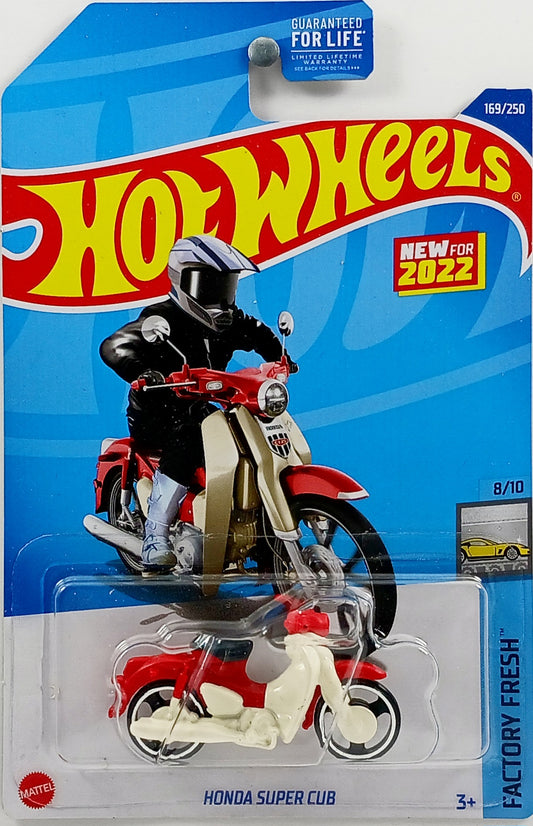 Hot Wheels 2022 - Collector # 169/250 - Factory Fresh 8/10 - New Models - Honda Super Cub - Red & White - USA