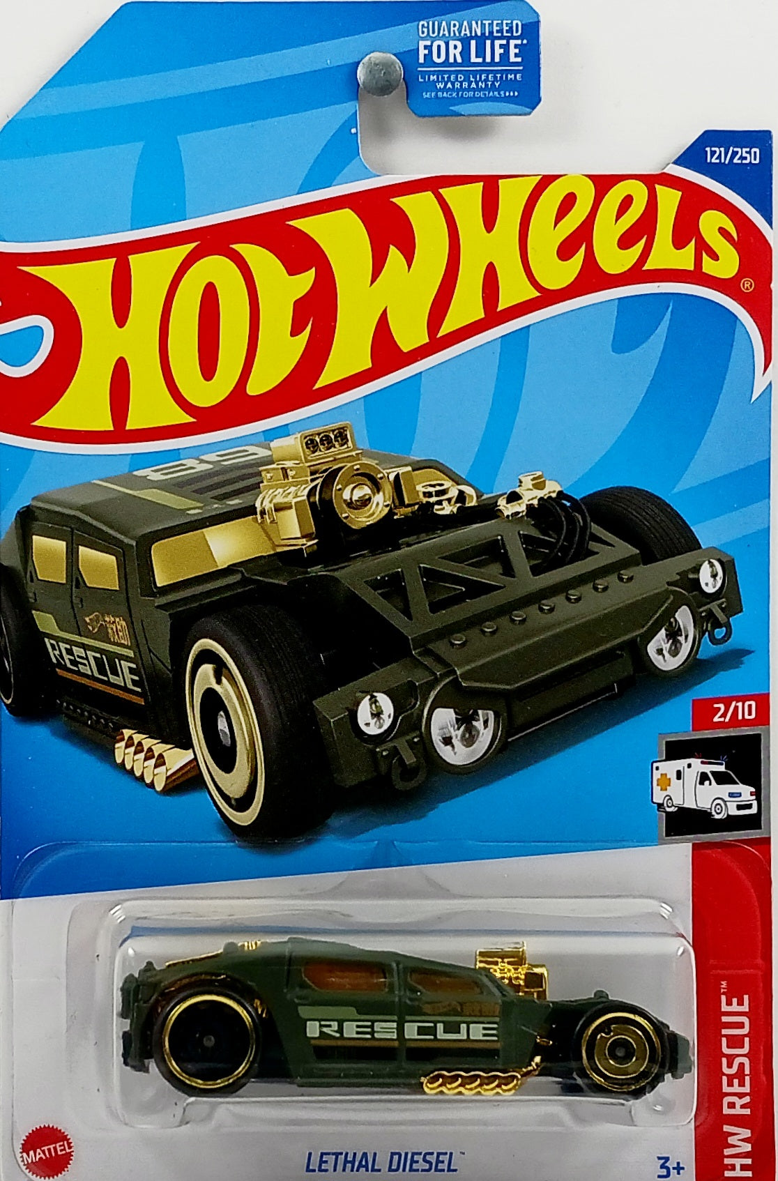 Hot Wheels 2022 - Collector # 121/250 - HW Rescue 2/10 - Lethal Diesel - Matte Green / Rescue - USA