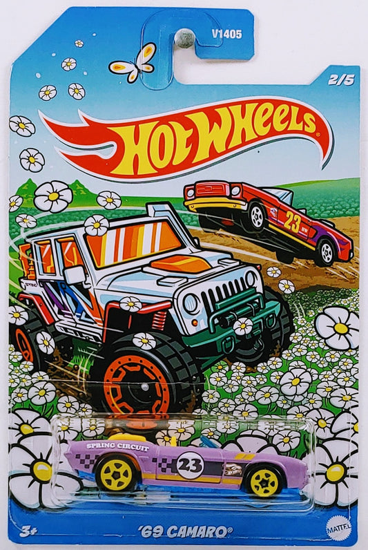 Hot Wheels 2023 - Spring / Easter Theme Cars 2/5 - '69 Camaro (Convertible) - Lavender - Grocery Store Exclusive - Asst # V1405