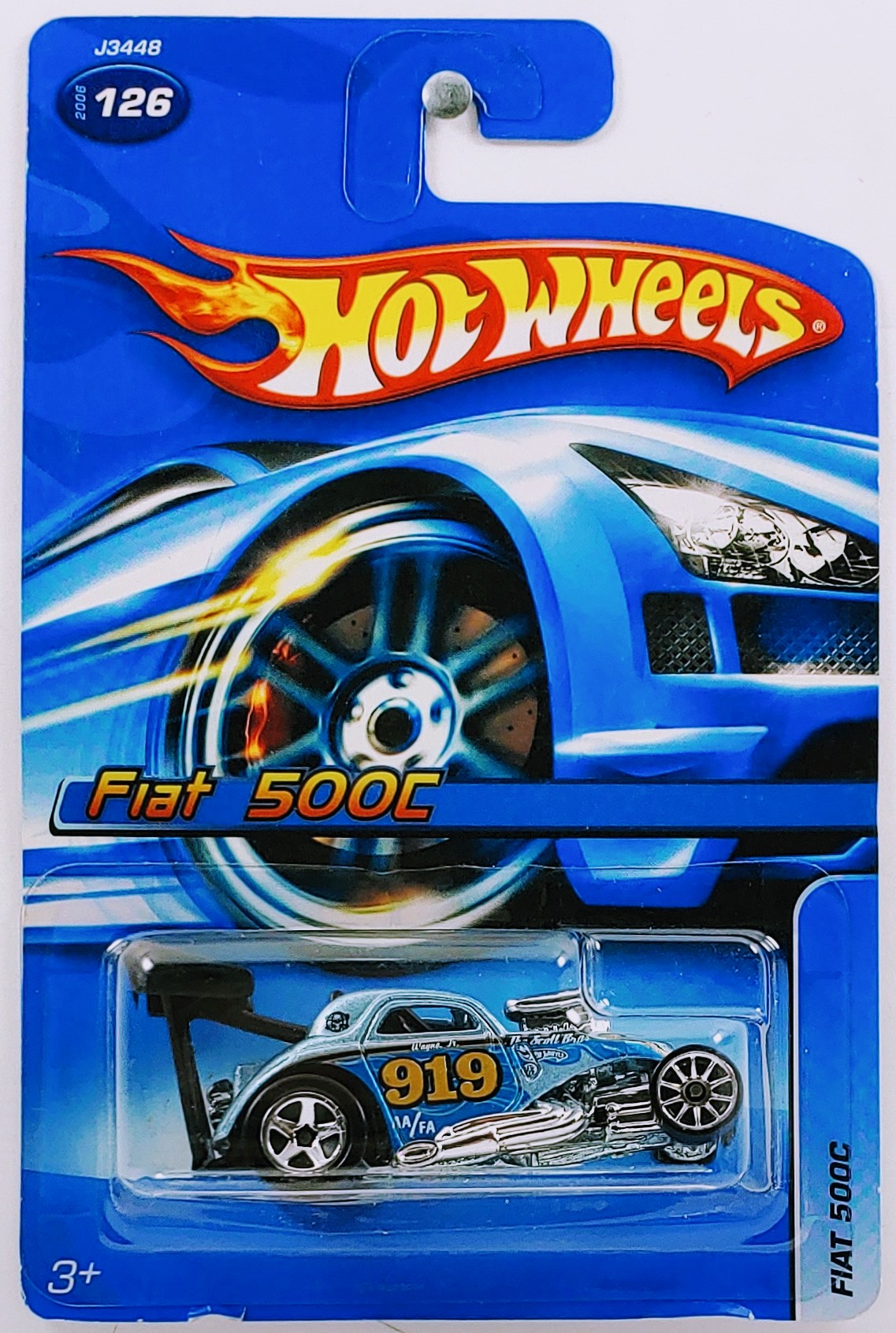 Hot Wheels 2006 - Collector # 126/223 - Fiat 500C - Metallic Light Blue / #919 - 5 Spokes on Rear / 10 Spokes on Front - USA