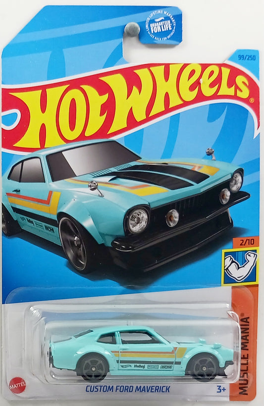 Hot Wheels 2023 - Collector # 099/250 - Muscle Mania 2/10 - Custom Ford Maverick - Aqua - USA