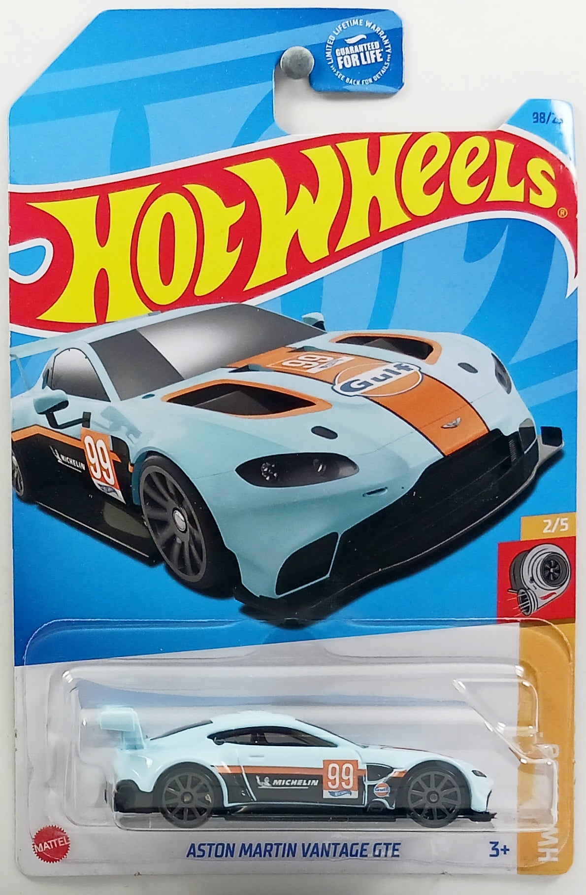 Hot Wheels 2023 - Collector # 098/250 - HW Turbo 2/5 - Aston Martin Vantage GTE - Powder Blue / Gulf Racing - USA