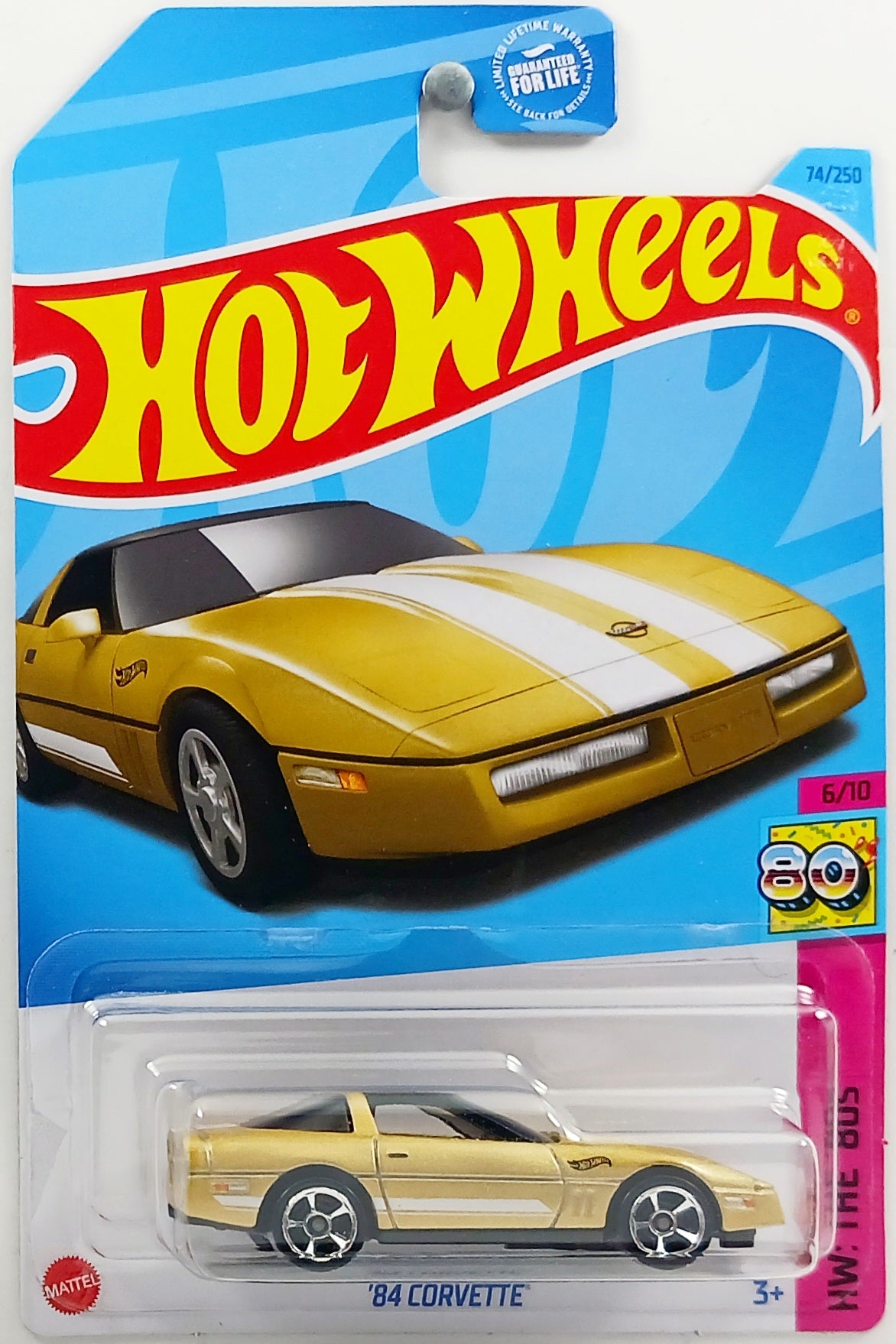 Hot Wheels 2023 - Collector # 074/250 - HW: The '80s 06/10 - '84 Corvette - Gold - White Racing Stripes - USA