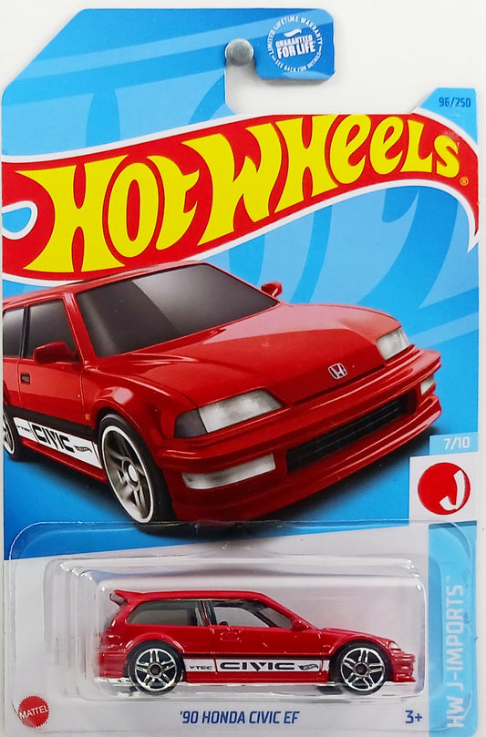 Hot Wheels 2023 - Collector # 096/250 - HW J-Imports 07/10 - '90 Honda Civic EF - Red - PR5 Wheels - USA