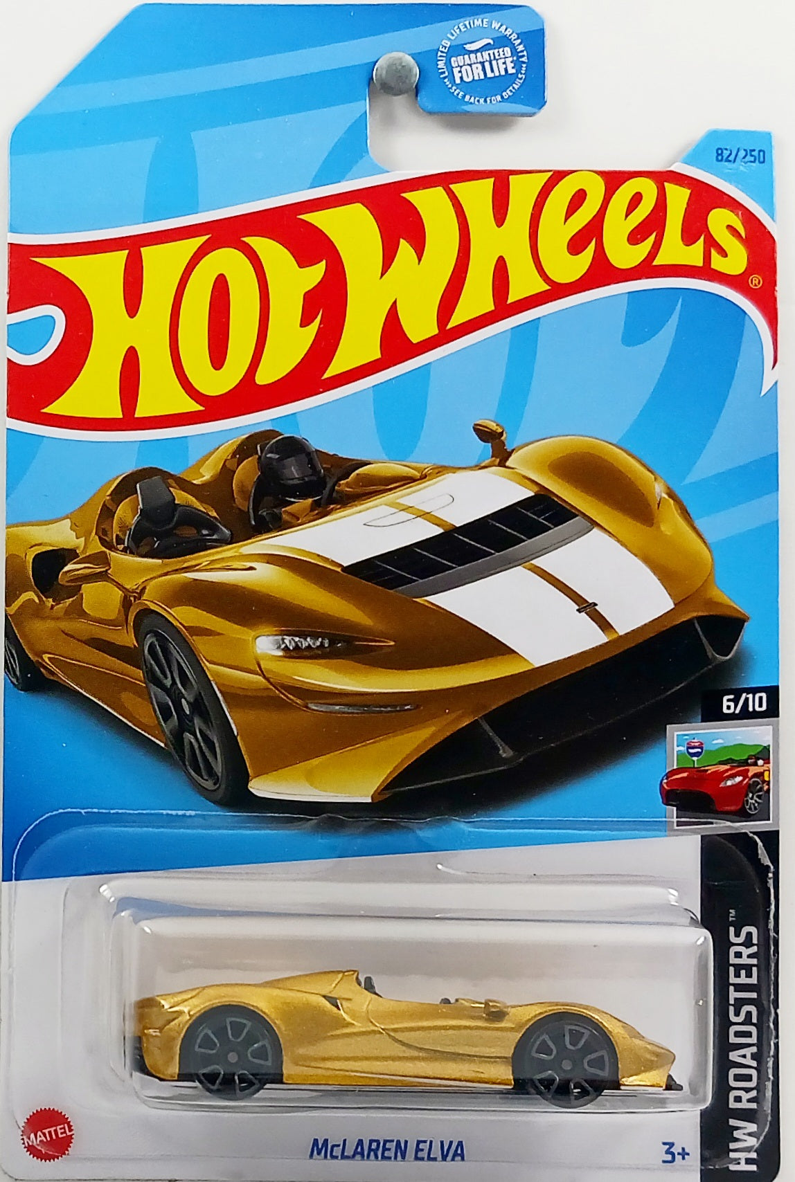 Hot Wheels 2023 - Collector # 082/250 - HW Roadsters 6/10 - McLaren Elva - Gold - USA