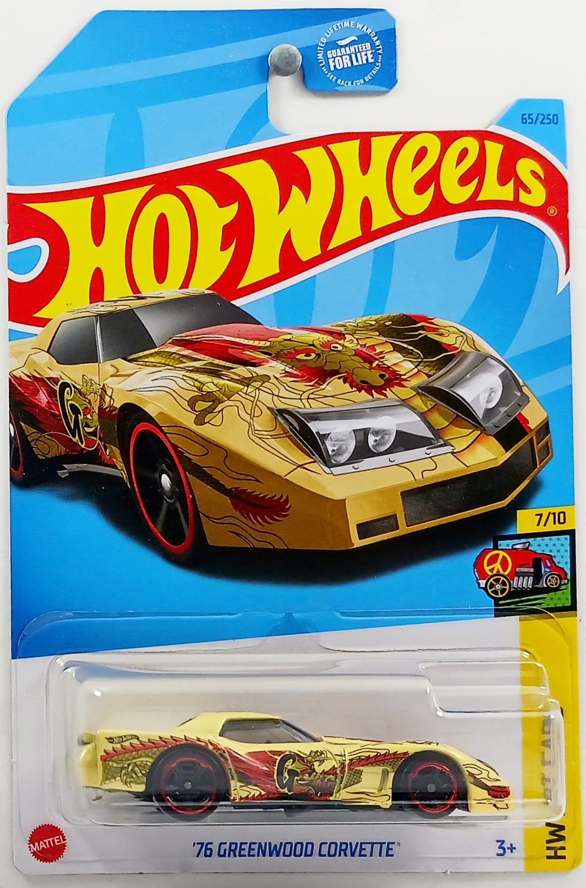 Hot Wheels 2023 - Collector # 065/250 - HW Art Cars 7/10 - '76 Greenwood Corvette - Metallic Beige / 'G' - USA Card