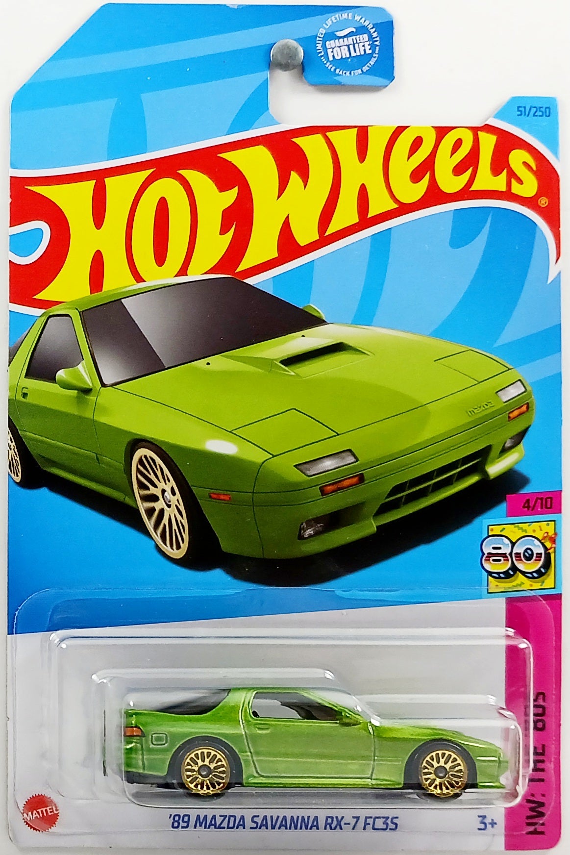 Hot Wheels 2023 - Collector # 051/250 - HW: The '80s 4/10 - '89 Mazda Savanna RX-7 FC35 - Green - USA