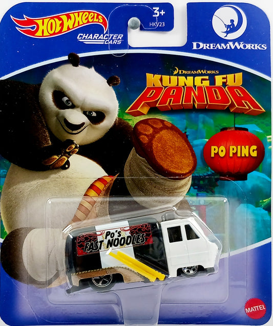 Hot Wheels 2023 - Character Cars / DreamWorks / Kung Fu Panda - Po Ping - Black & White - Large Blister Card