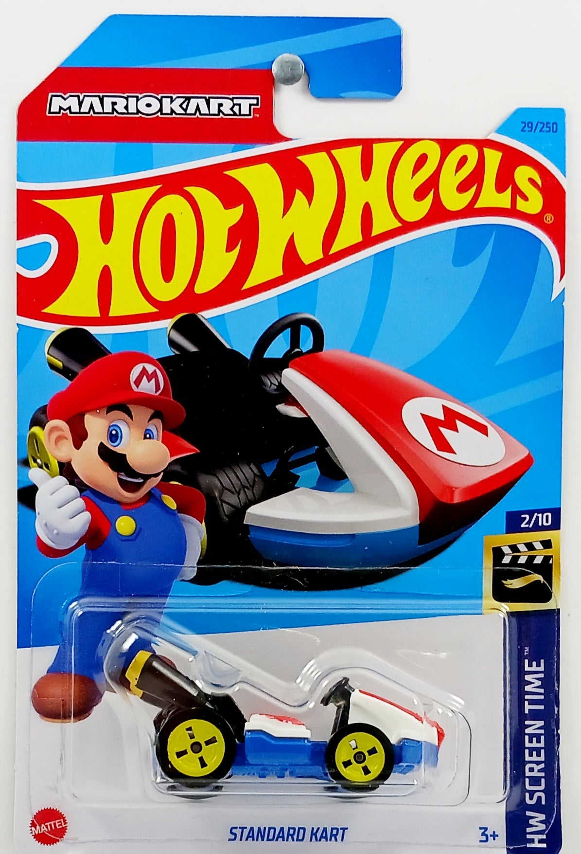 Hot Wheels 2023 - Collector # 025/250 - HW Screen Time 2/10 - Standard Kart (Mario Kart) - Red, White & Blue / Mario - IC