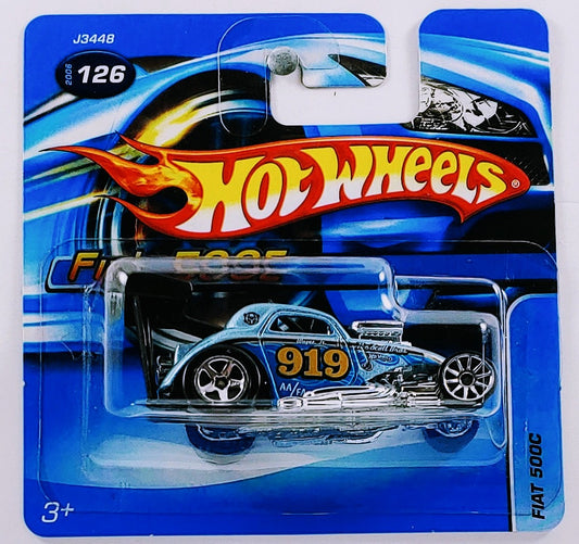 Hot Wheels 2006 - Collector # 126/223 - Fiat 500C - Metallic Light Blue / #919 - 5 Spokes on Rear / 10 Spokes on Front - SC