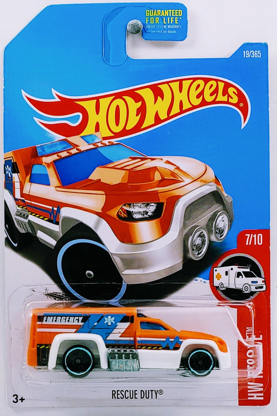 Hot Wheels 2017 - Collector # 019/365 - HW Rescue 7/10 - Rescue Duty - Orange / Emergency - USA