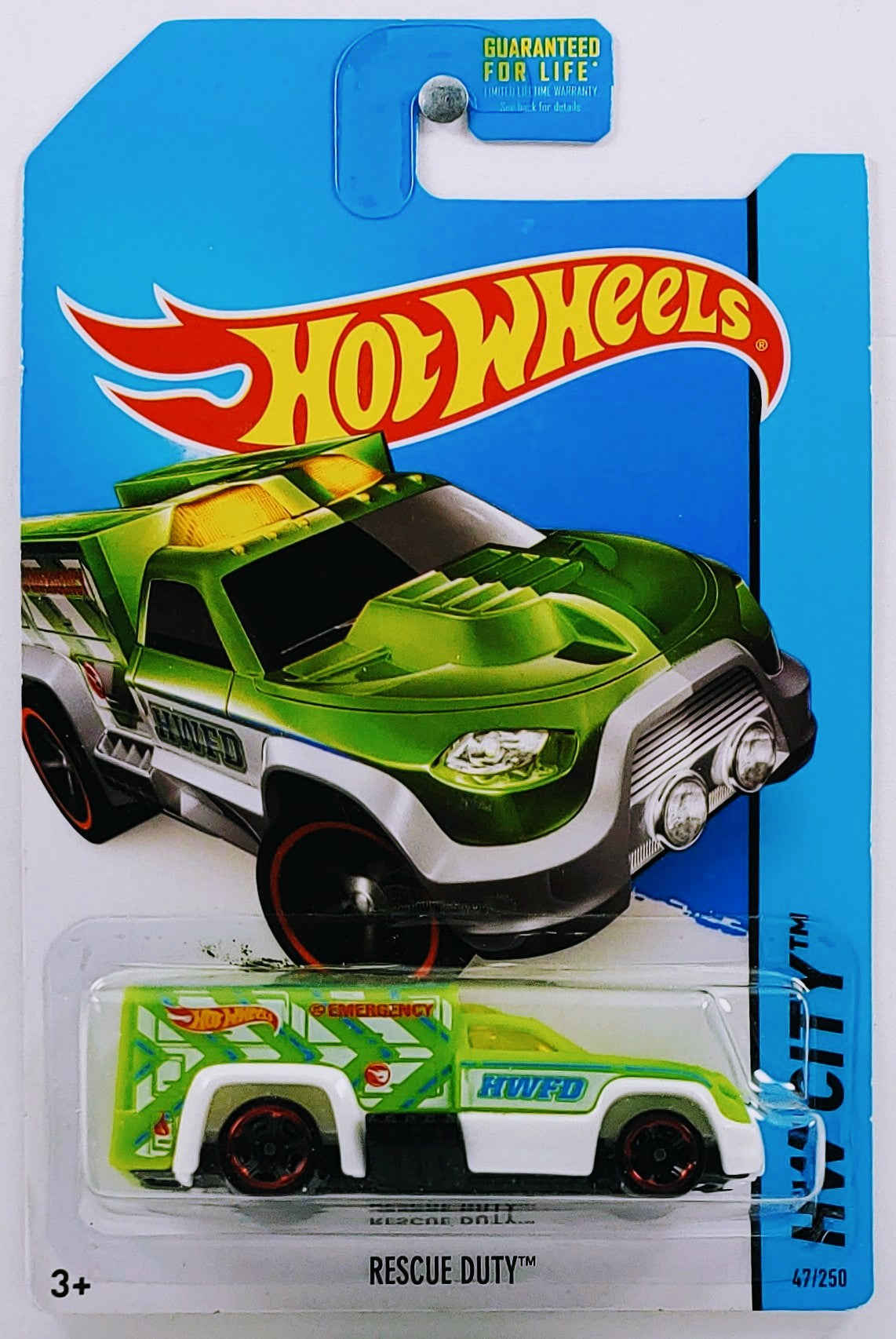 Hot Wheels 2014 - Collector # 047/250 - HW City / HW Rescue - Treasure Hunts - Rescue Duty - Green / HWFD Emergency - USA