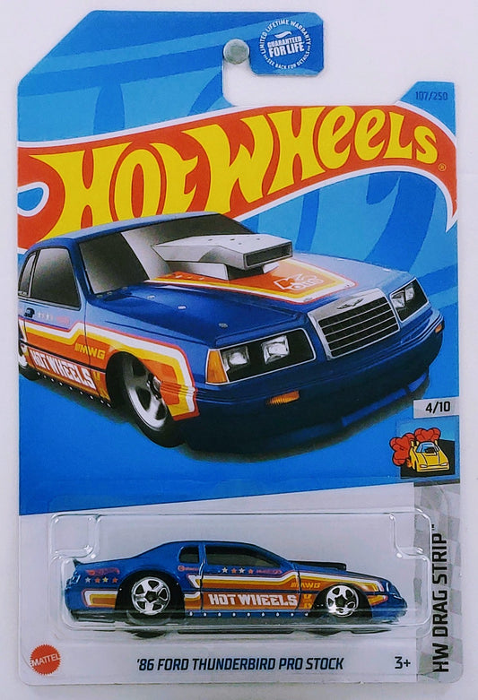 Hot Wheels 2023 - Collector # 107/250 - HW Drag Strip 4/10 - '86 Ford Thunderbird Pro Stock - Blue - USA