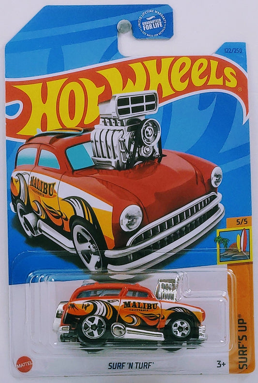 Hot Wheels 2023 - Collector # 122/250 - Surf's Up 5/5 - Surf 'N Turf - Red / Malibu - USA