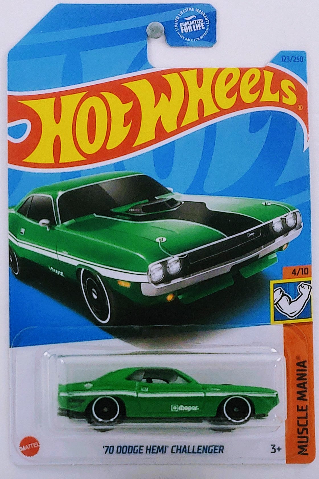 Hot Wheels 2023 - Collector # 123/250 - Muscle Mania 4/10 - '70 Dodge HEMI Challenger - Green - USA