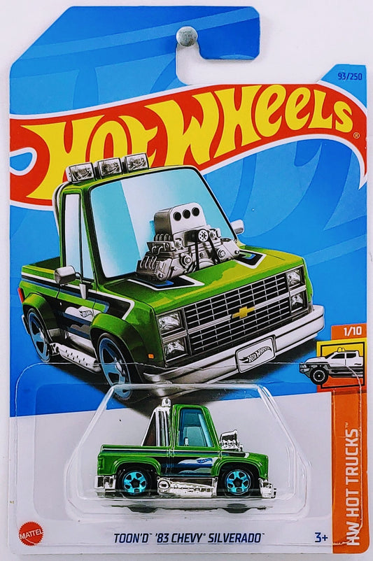 Hot Wheels 2023 - Collector # 093/250 - HW Hot Trucks 1/10 - Toon'd '83 Chevy Silverado - Green - IC