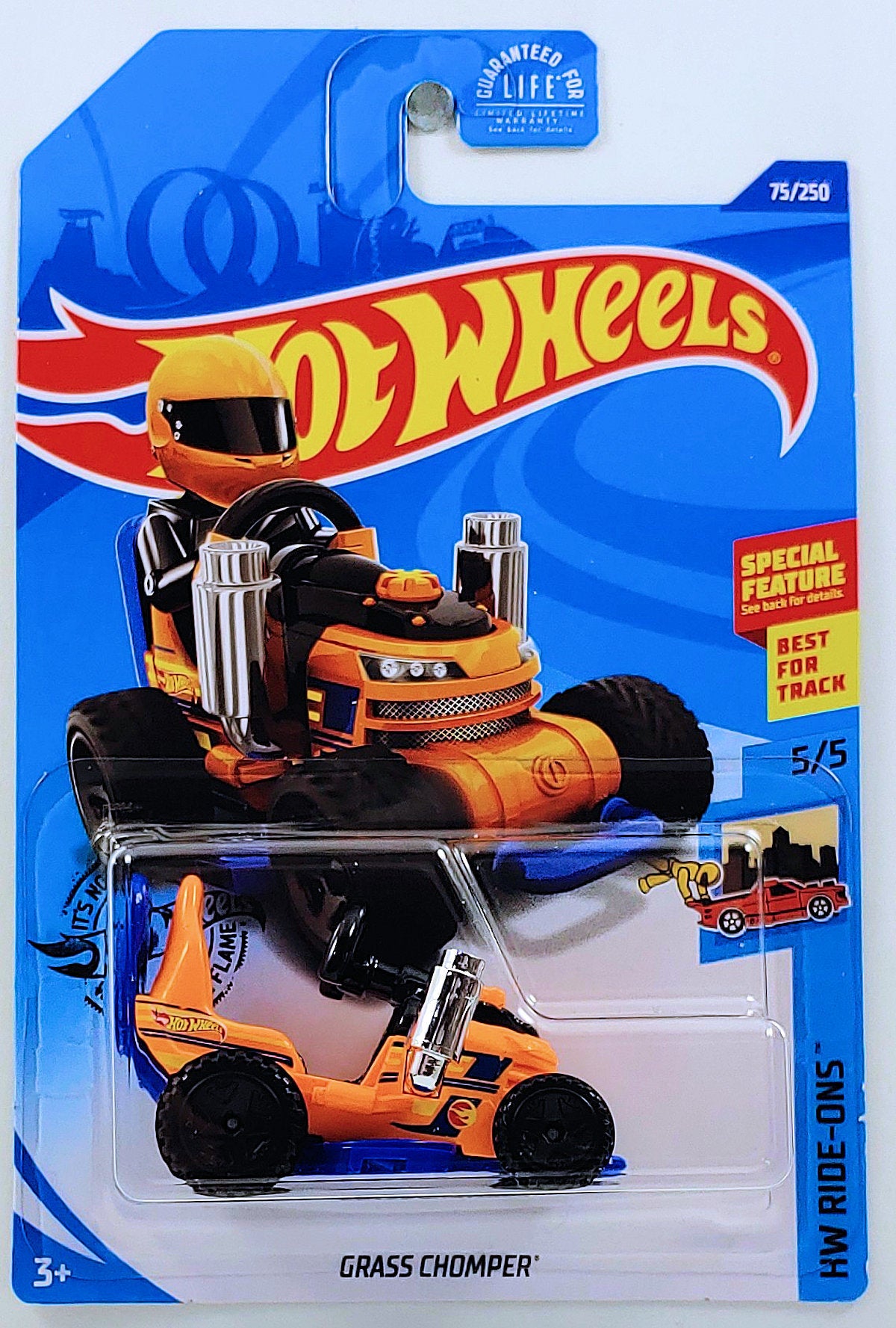 Hot Wheels 2020 - Collector # 075/250 - HW Ride-Ons 5/5 - Treasure Hunts - Grass Chopper - Bright Orange - Chrome Exhaust - USA Card