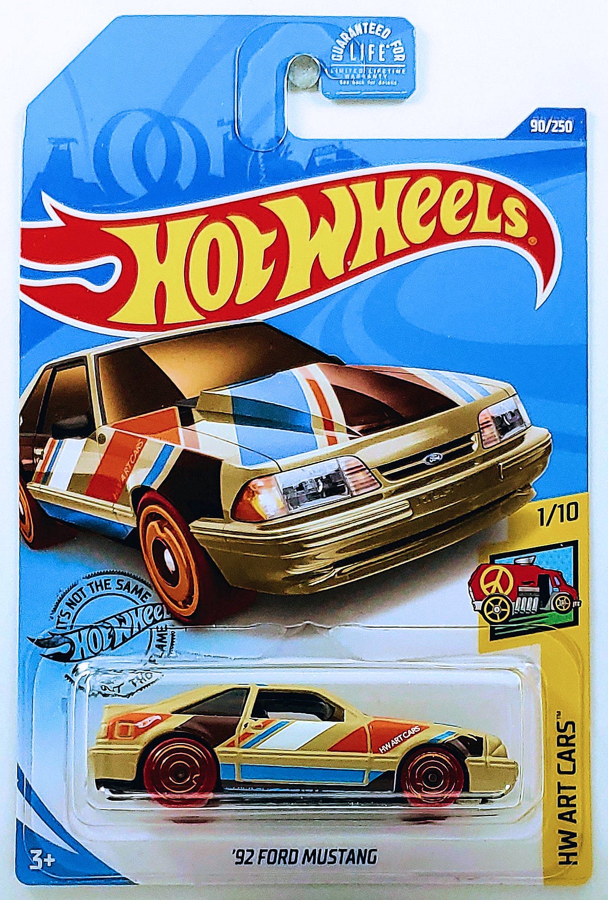 Hot Wheels 2020 - Collector # 090/250 - HW Art Cars 1/10 - '92 Ford Mustang - Matte Tan / 'O' - USA Card