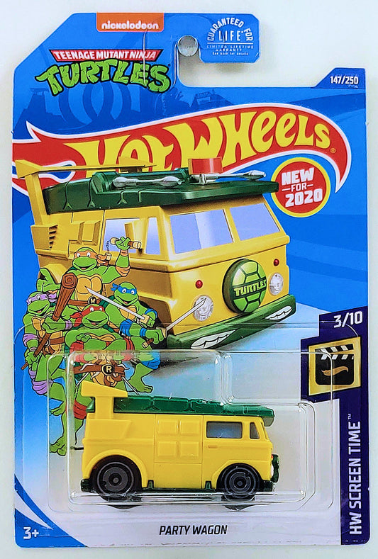 Hot Wheels 2020 - Collector # 147/250 - HW Screen Time 3/10 - Party Wagon - Yellow & Green / Teenage Mutant Ninja Turtles - USA Card - Toy # GHB47