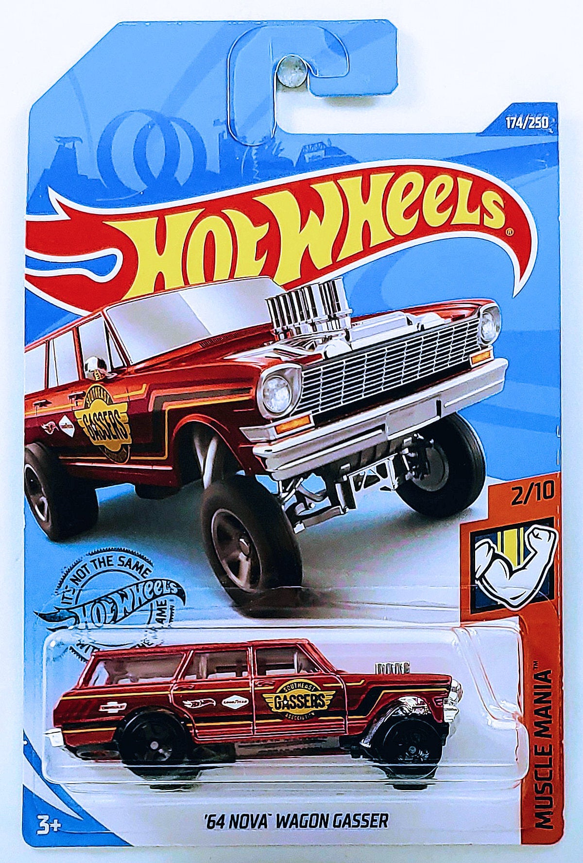 Hot Wheels 2020 - Collector # 174/250 - Muscle Mania 2/10 - '64 Nova Wagon Gasser - Metallic Red / Southeast Gassers Association - IC