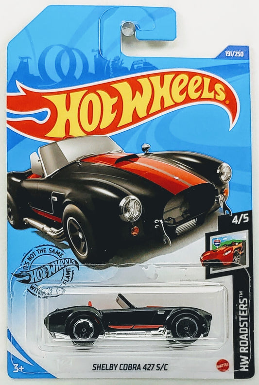 Hot Wheels 2020 - Collector # 191/250 - HW Roadsters 4/5 - Shelby Cobra 427 S/C - Black - International Long Card