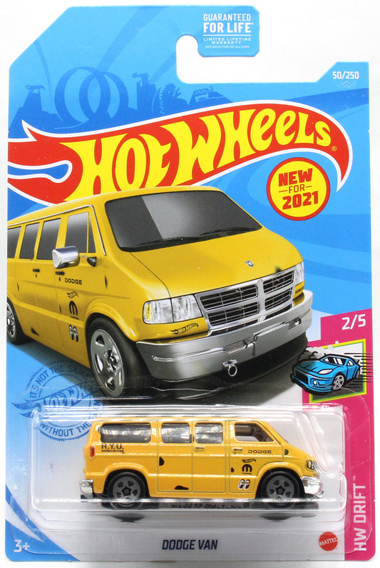 Hot Wheels 2021 - Collector # 050/250 - HW Drift 2/5 - New Models - Dodge Van - Yellow / Mooneyes - USA Card