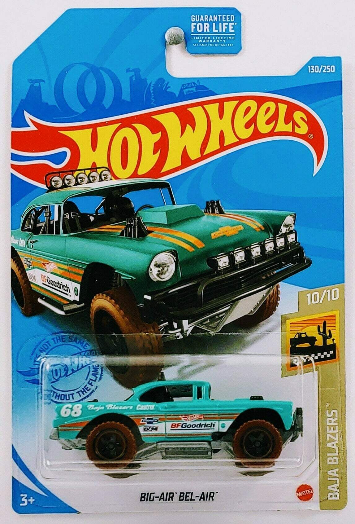 Hot Wheels 2021 - Collector # 130/250 - Baja Blazers 10/10 - Big-Air Bel-Air - Sea Green - Black Baja5 Wheels on Brown Tires - Black Interior - Gray Plastic Base - USA