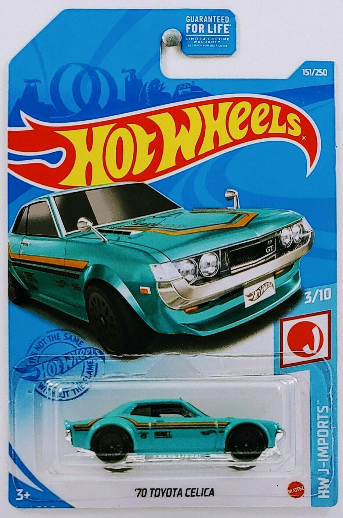 Hot Wheels 2021 - Collector # 151/250 - HW J-Imports 3/10 - '70 Toyota Celica - Turquoise - Black WSP Wheels - Smoke Windows - Black Interior - Chrome Plastic Base - USA