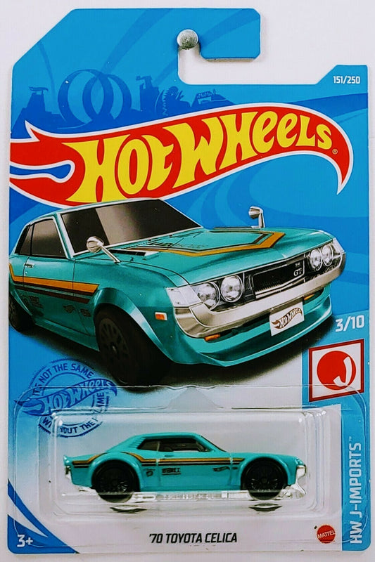 Hot Wheels 2021 - Collector # 151/250 - HW J-Imports 3/10 - '70 Toyota Celica - Turquoise - Black WSP Wheels - Smoke Windows - Black Interior - Chrome Plastic Base - IC