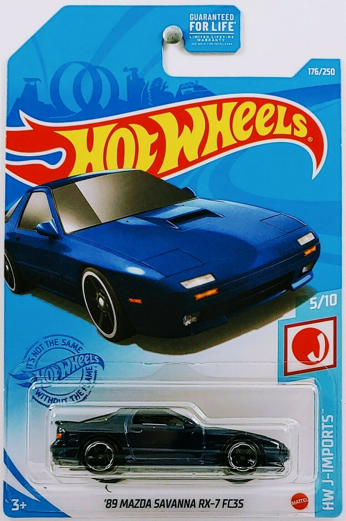 Hot Wheels 2021 - Collector # 176/250 - HW J-Imports 5/10 - '89 Mazda Savanna RX-7 FC3S - Blue - Black MC5 Wheels - Smoke Windows - Black Interior - Gray Plastic Base - USA Card