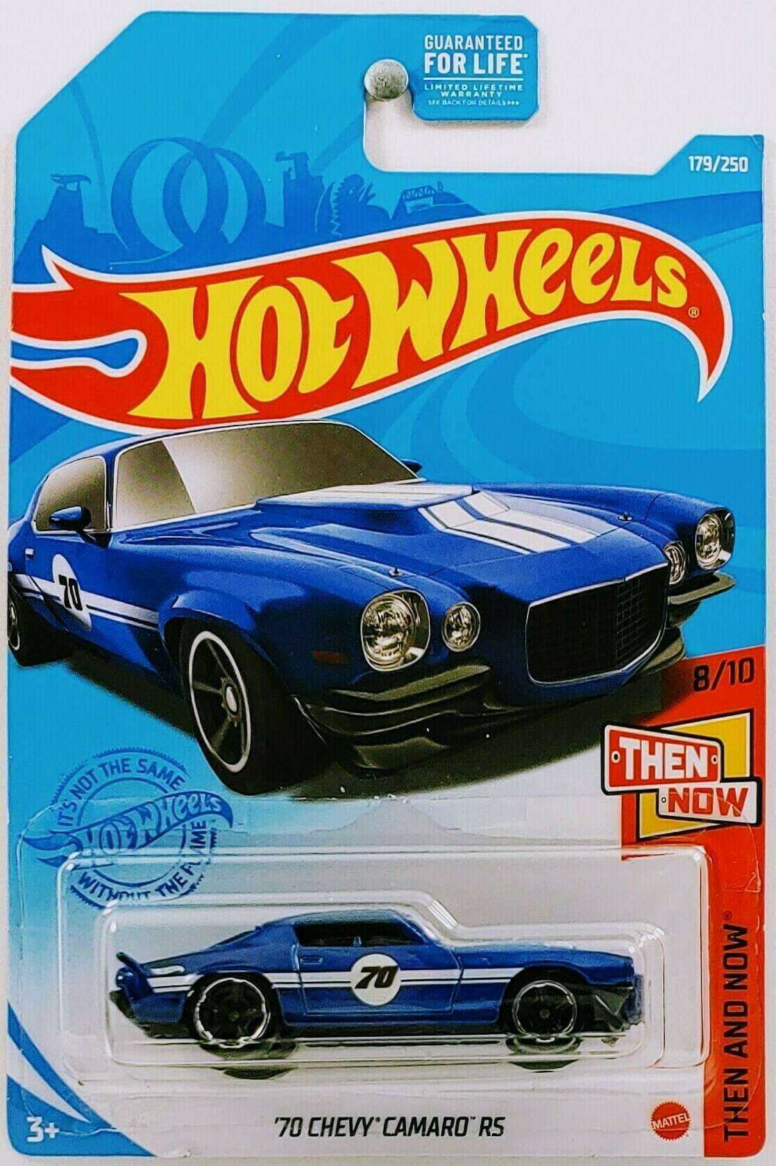 Hot Wheels 2021 - Collector # 179/250 - Then And Now 8/10 - `70 Chevy Camaro RS - Blue - Black MC5 Wheels - Smoke Windows - Blue Interior - Black Plastic Base - USA Card