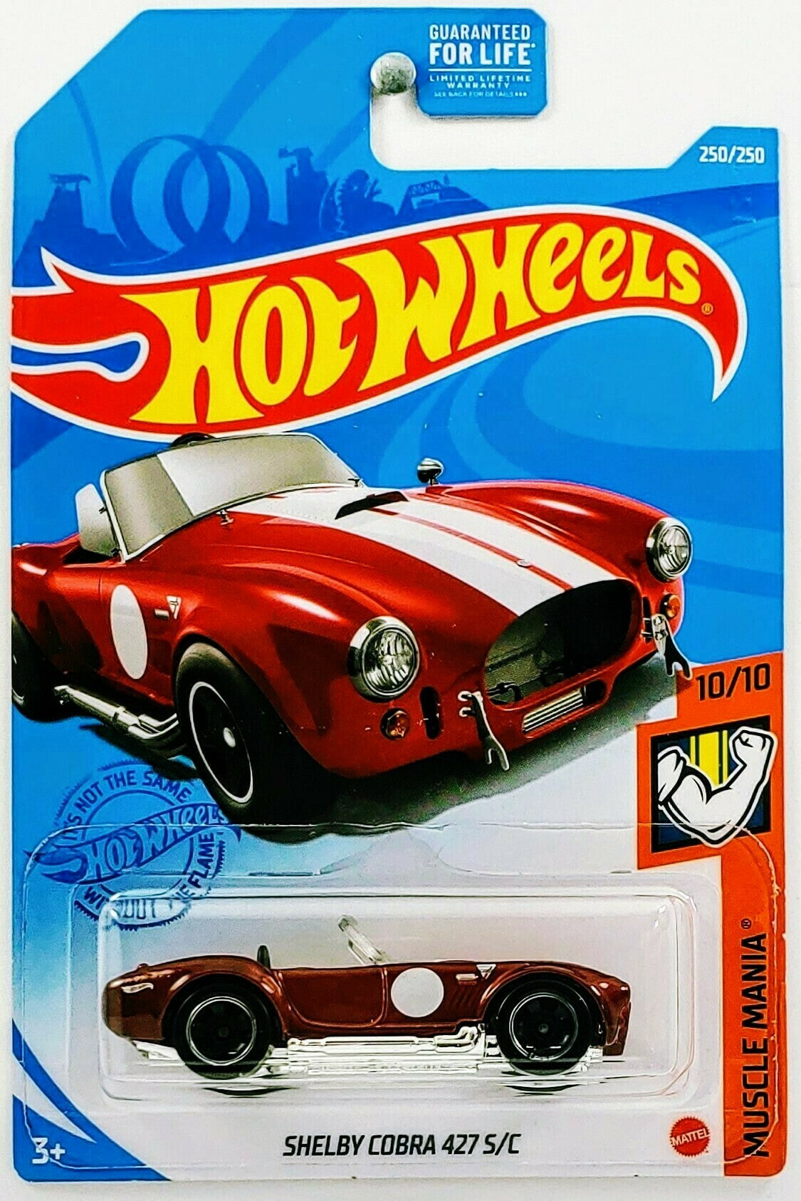 Hot Wheels 2021 - Collector # 250/250 - Muscle Mania 10/10 - Shelby Cobra 427 S/C - Dark Red - USA