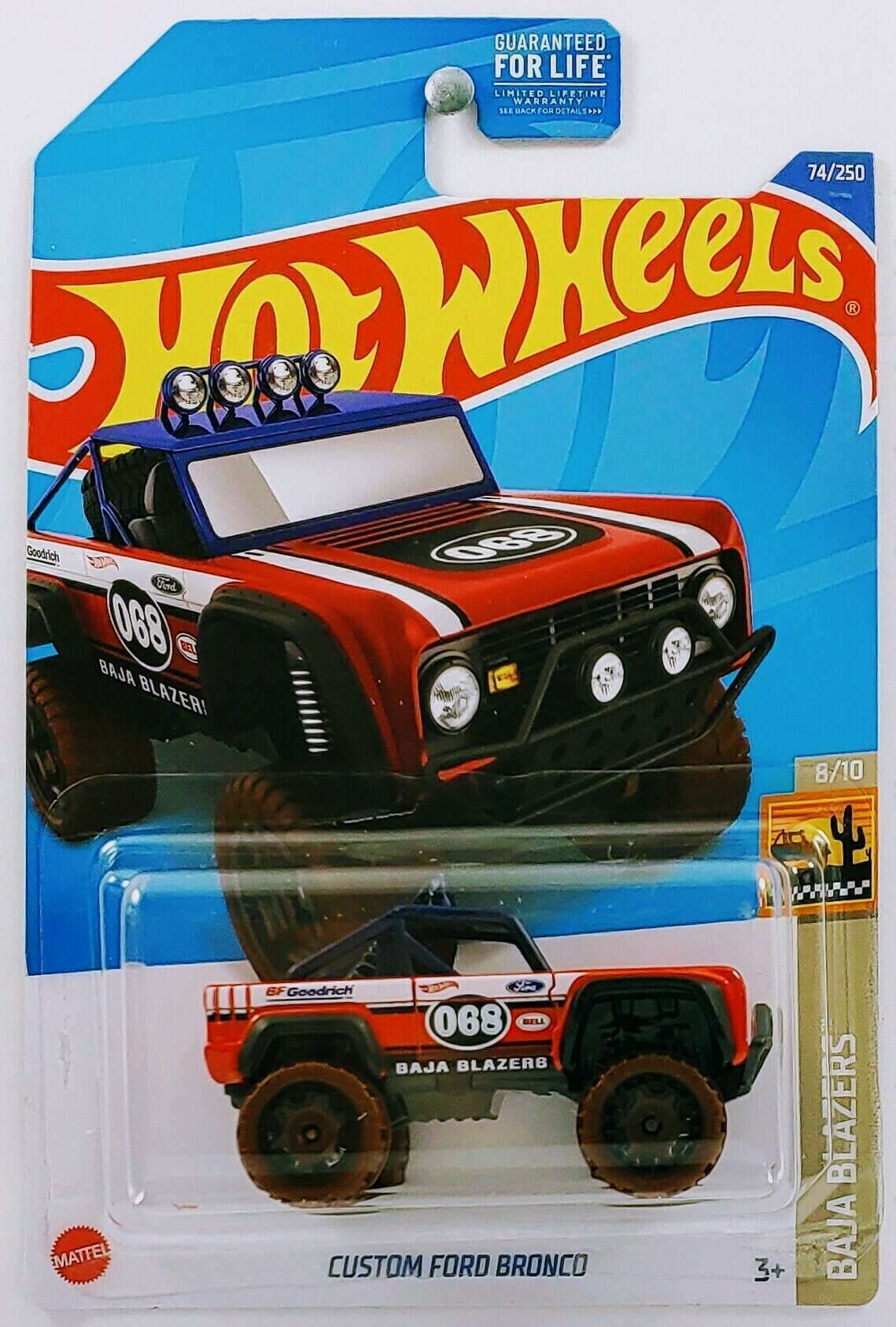 Hot Wheels 2022 - Collector # 074/250 - Baja Blazers 8/10 - Custom Ford Bronco - Red