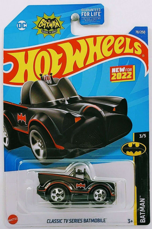 Hot Wheels 2022 - Collector # 078/250 - Batman 3/5 - New Models - Classic TV Series Batmobile (Tooned) - Black - USA