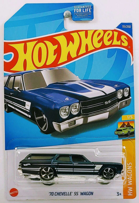 Hot Wheels 2022 - Collector # 111/250 - HW Wagons 1/5 - '70 Chevelle SS Wagon - Blue - USA Card