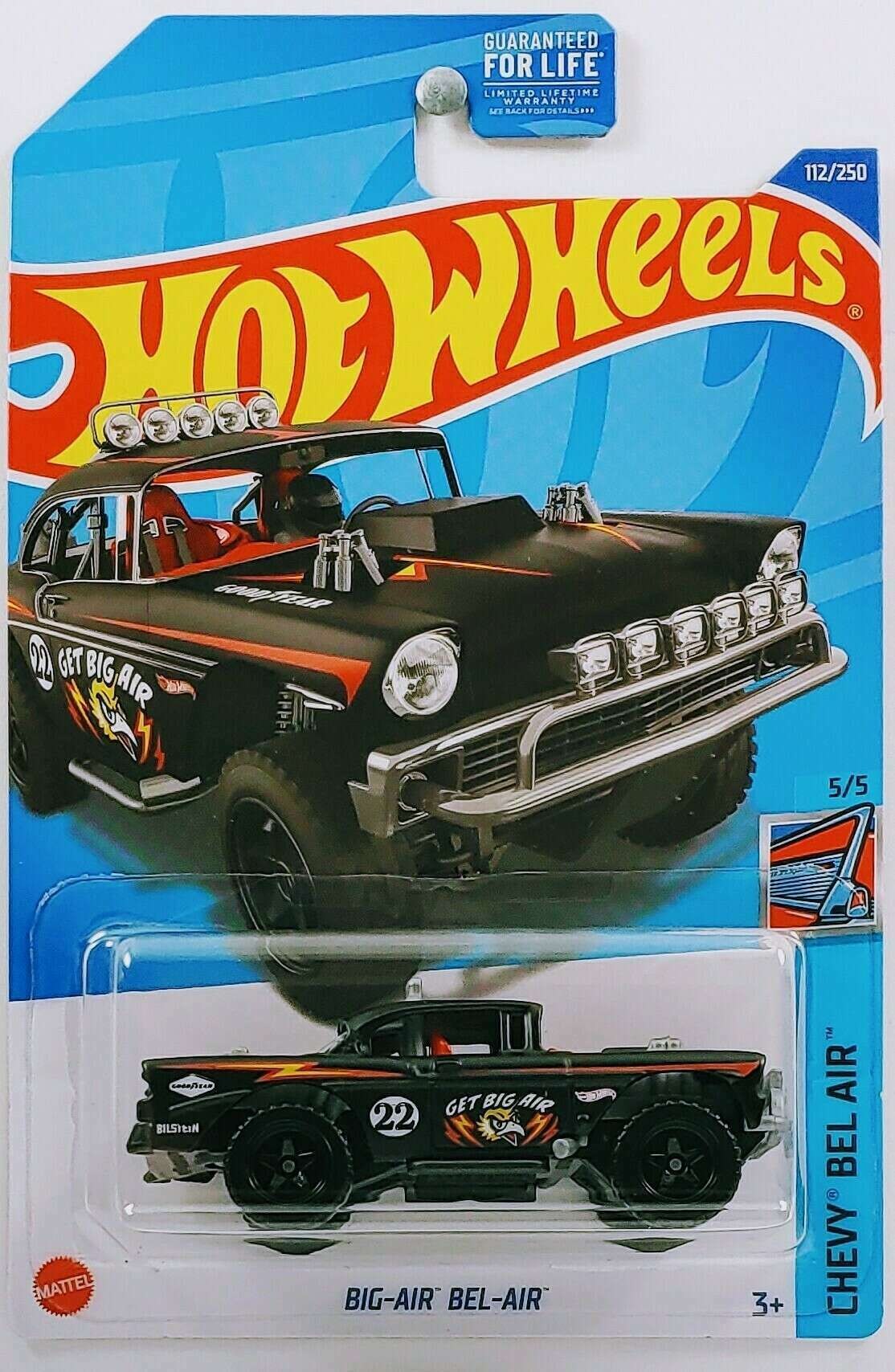 Hot Wheels 2022 - Collector # 112/250 - Chevy Bel Air 5/5 - Big-Air Bel-Air - Matte Black - USA Card