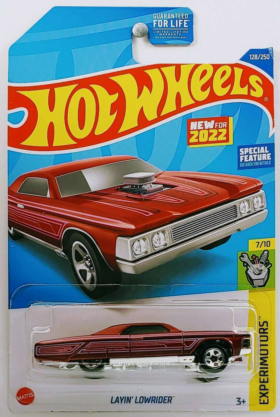 Hot Wheels 2022 - Collector # 128/250 - New Models - Experimotors 7/10 - Layin' Lowrider - Burgundy