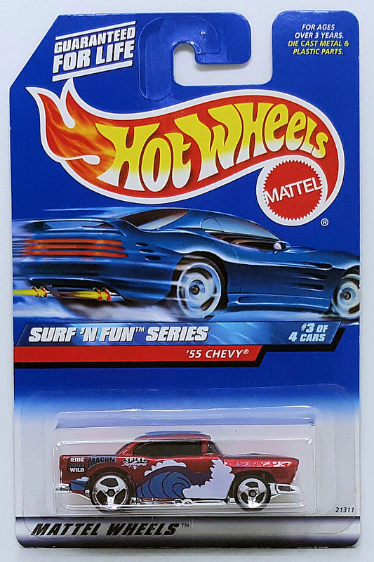 Hot Wheels 1999 - Collector # 963 - Surf 'N Fun Series 3/4 - '55 Chevy - Red Metallic - USA