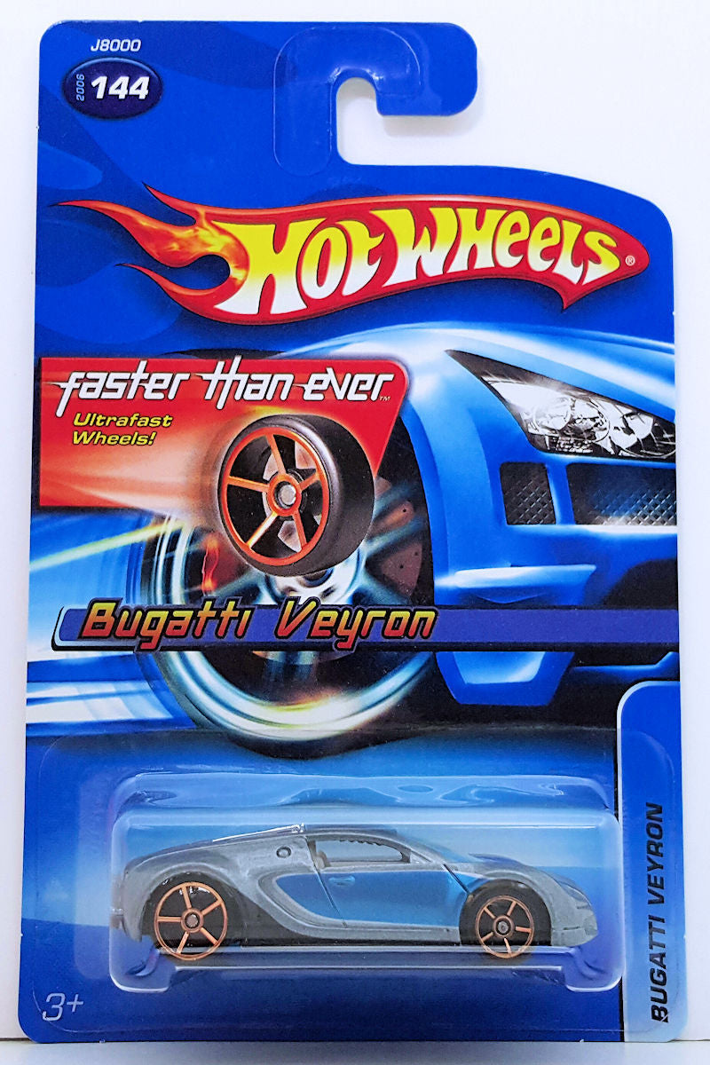 Hot Wheels 2006 - Collector # 144/223 - Faster Than Ever - Bugatti Veyron - Gray & Blue - FTE Wheels