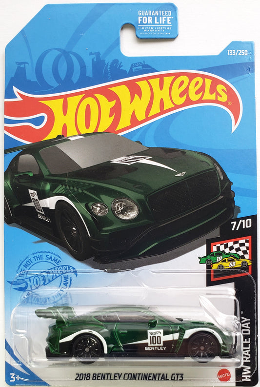 Hot Wheels 2021 - Collector # 135/250 - HW Race Day 7/10 - 2018 Bentley Continental GT3 - Green - USA Card