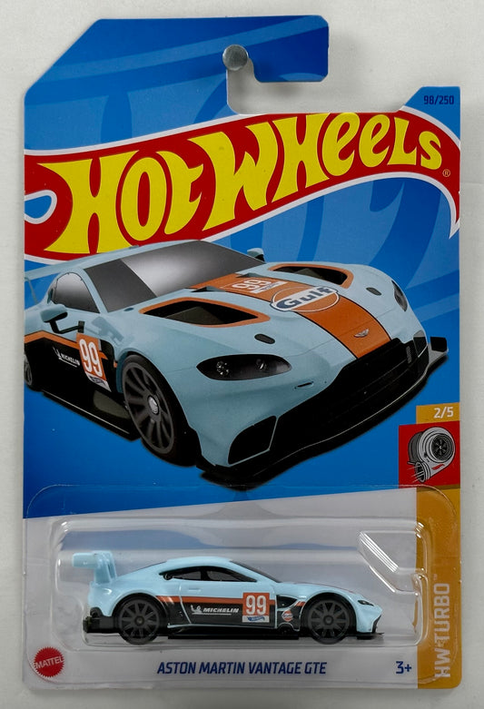 Hot Wheels 2023 - Collector # 098/250 - HW Turbo 2/5 - Aston Martin Vantage GTE - Powder Blue / Gulf Racing - IC