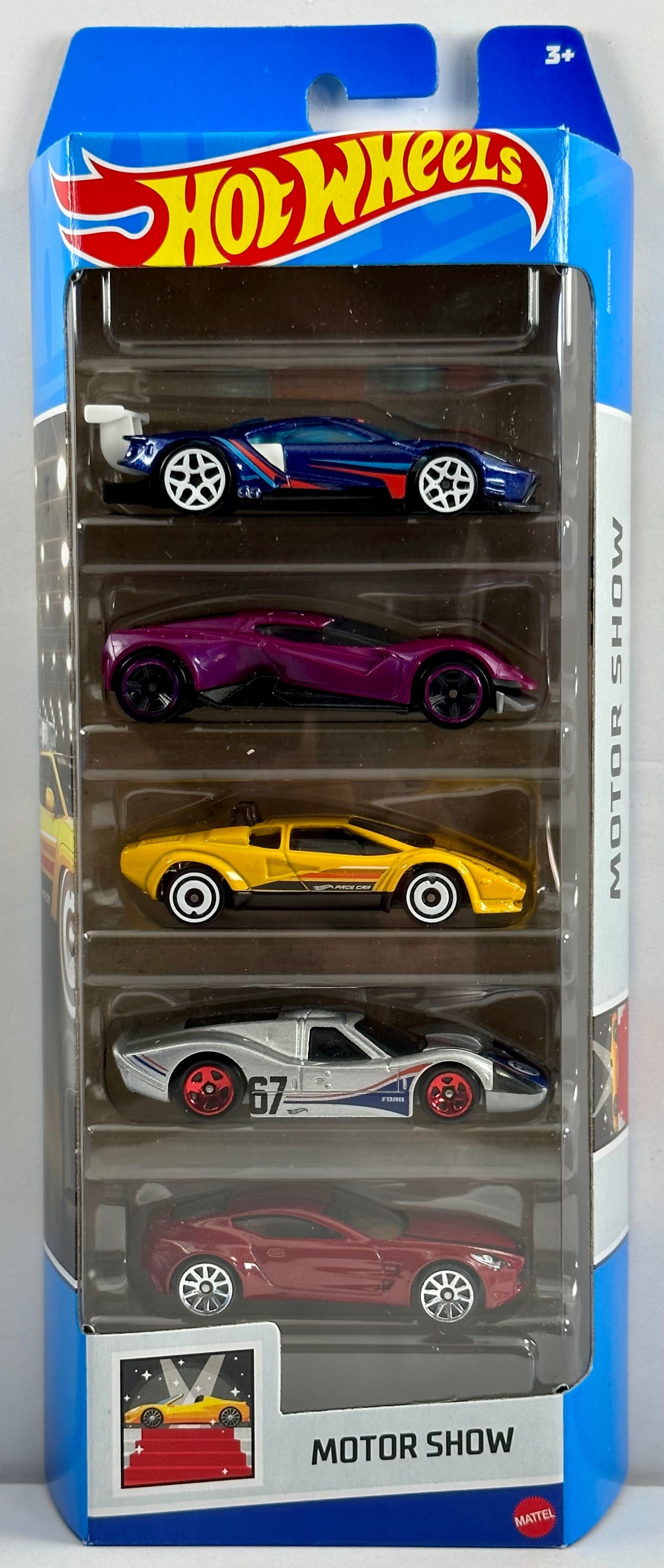 Hot Wheels 2023 Gift Pack 5 Pack Motor Show 2016 Ford GT Race KMJ Diecast II