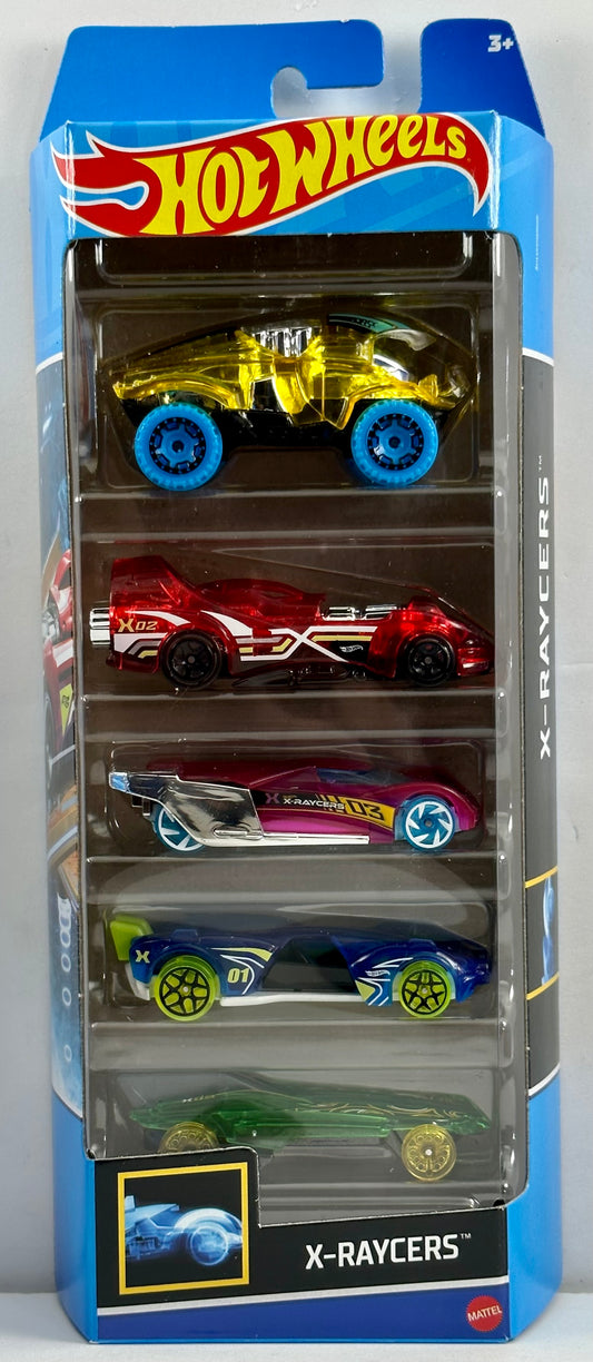 Hot Wheels 2023 - Gift Pack / 5 Pack - X-Raycers - Beat All, Lindster Prototype, Power Rocket, Slide Kick & HW Formula Solor